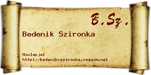 Bedenik Szironka névjegykártya